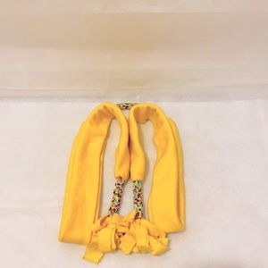 African style yellow scarf with beads